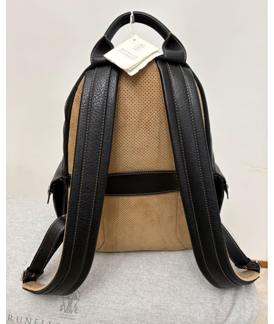 BRUNELLO CUCINELLI Черный кожаный рюкзак, фото 4