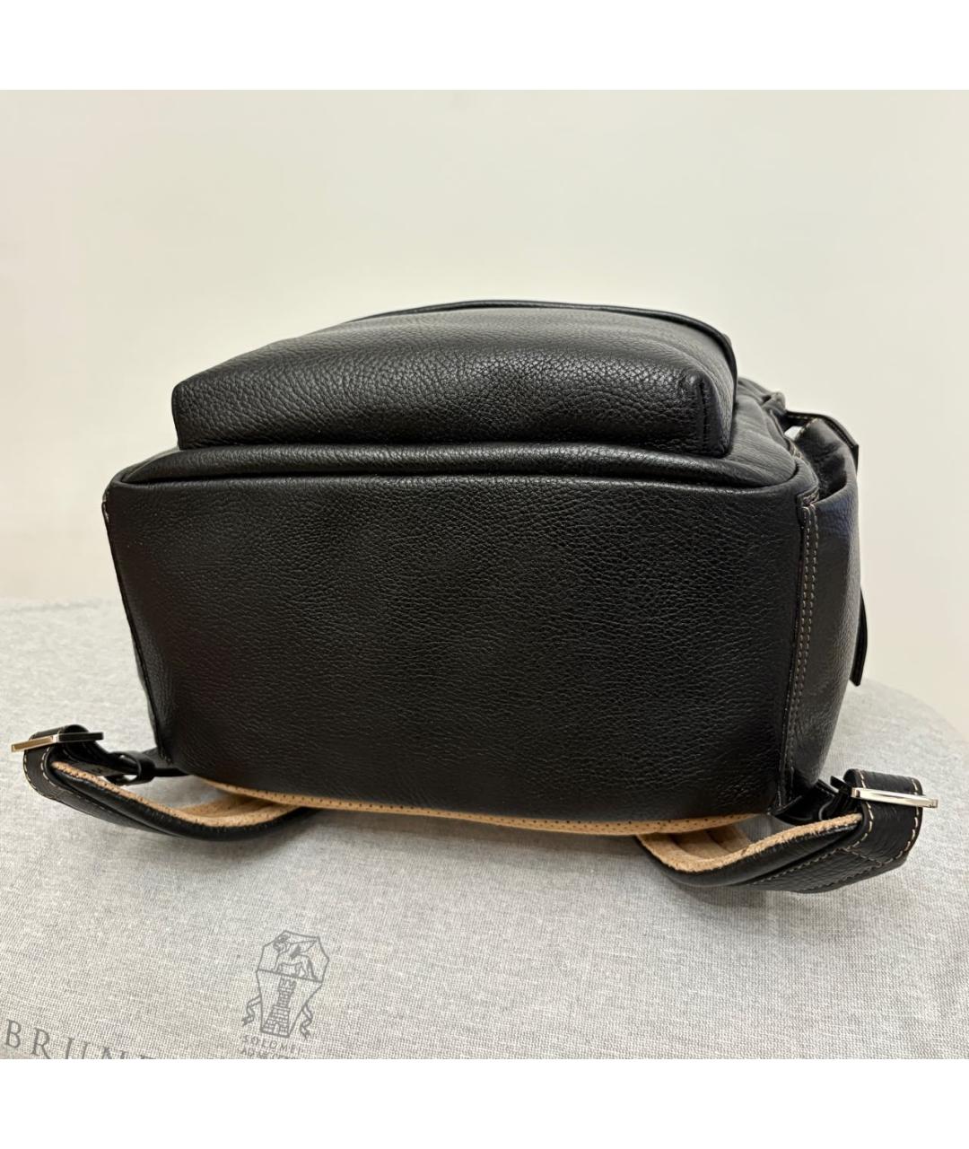 BRUNELLO CUCINELLI Черный кожаный рюкзак, фото 5