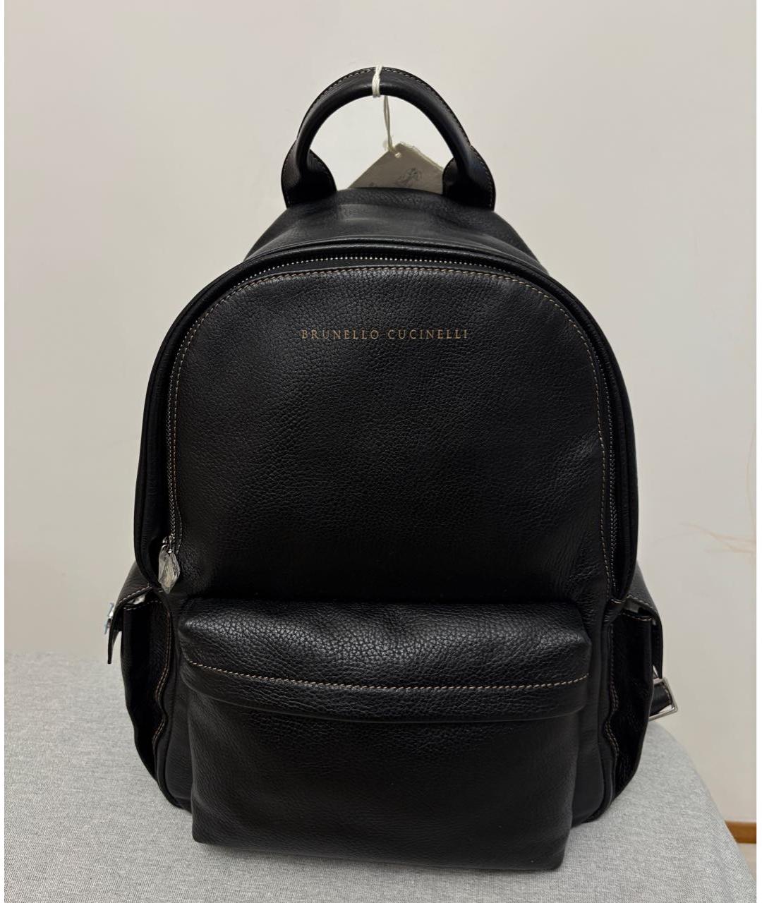 BRUNELLO CUCINELLI Черный кожаный рюкзак, фото 9