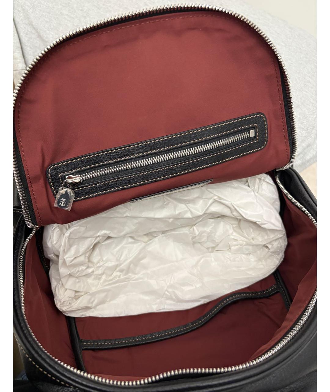 BRUNELLO CUCINELLI Черный кожаный рюкзак, фото 6