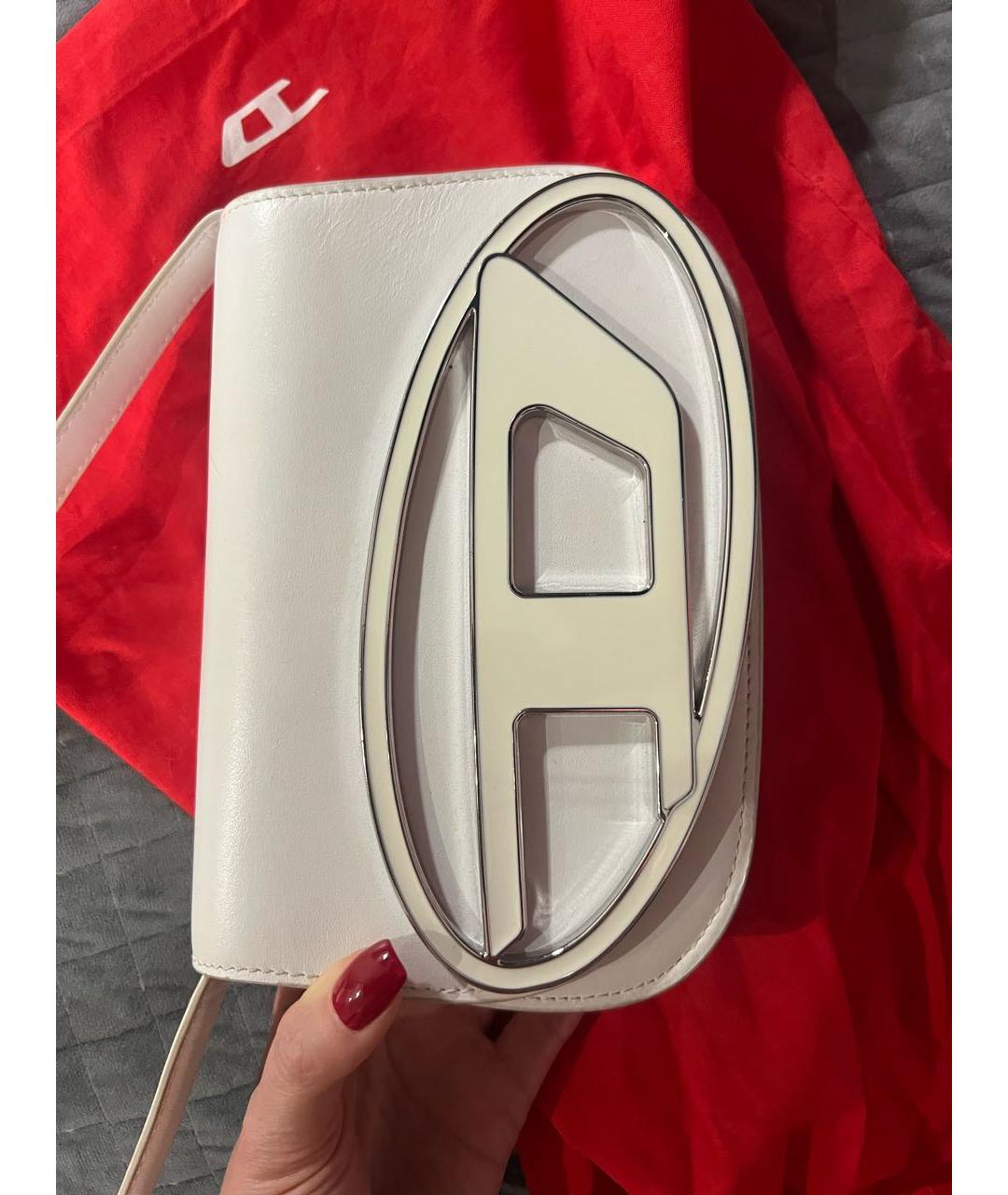 DIESEL Белая кожаная сумка через плечо, фото 2