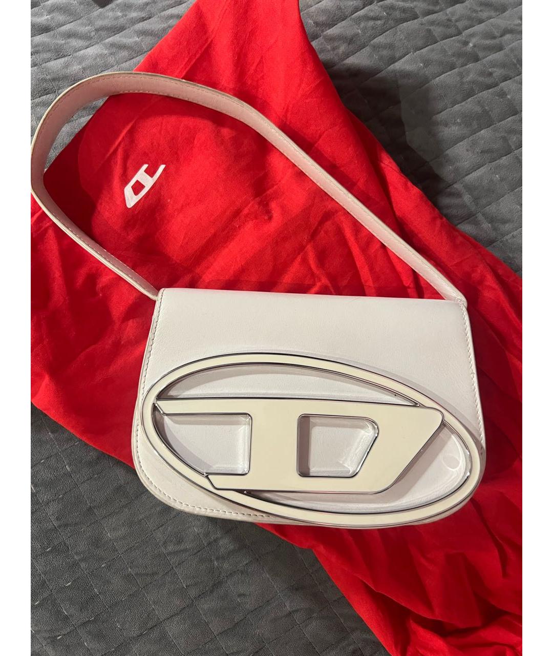 DIESEL Белая кожаная сумка через плечо, фото 6