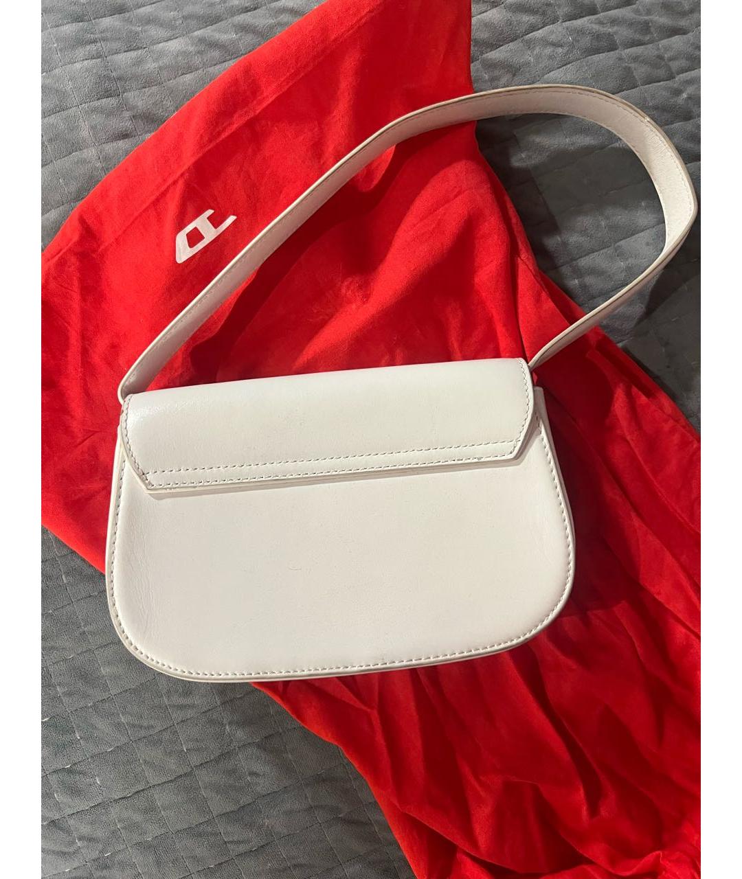 DIESEL Белая кожаная сумка через плечо, фото 4