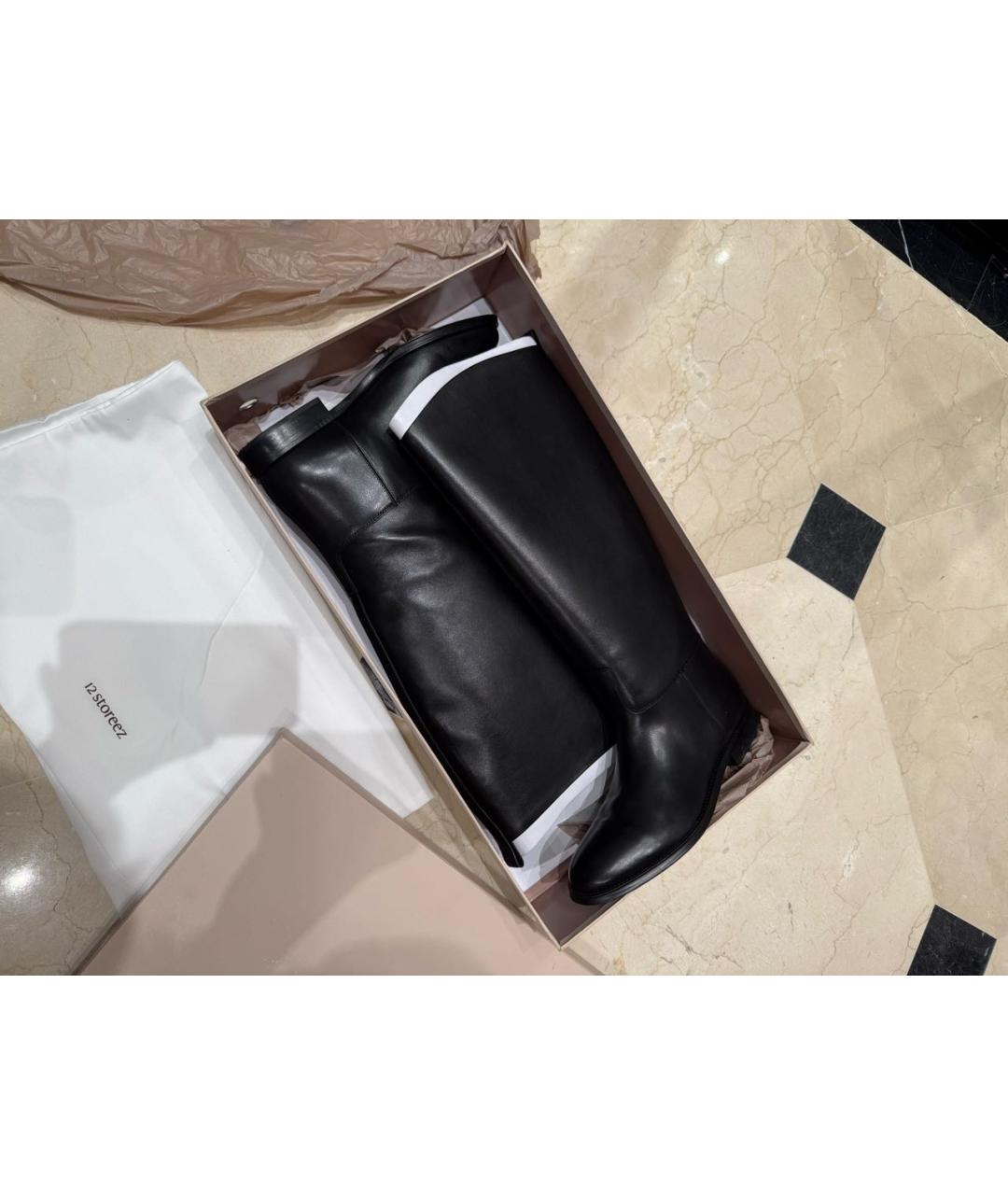 12 STOREEZ Черные кожаные сапоги, фото 6