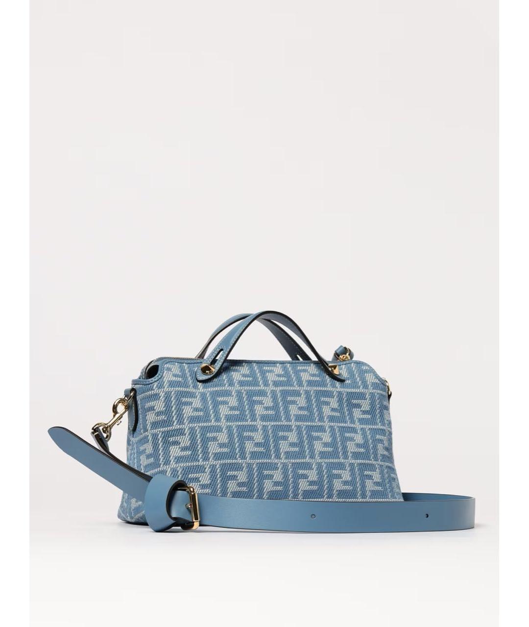 FENDI Голубая тканевая сумка с короткими ручками, фото 3
