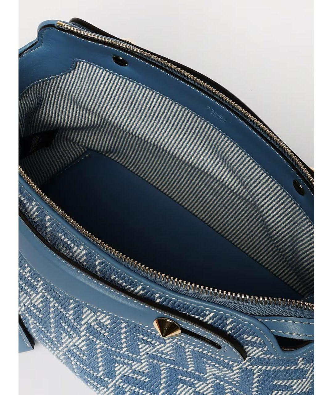 FENDI Голубая тканевая сумка с короткими ручками, фото 4