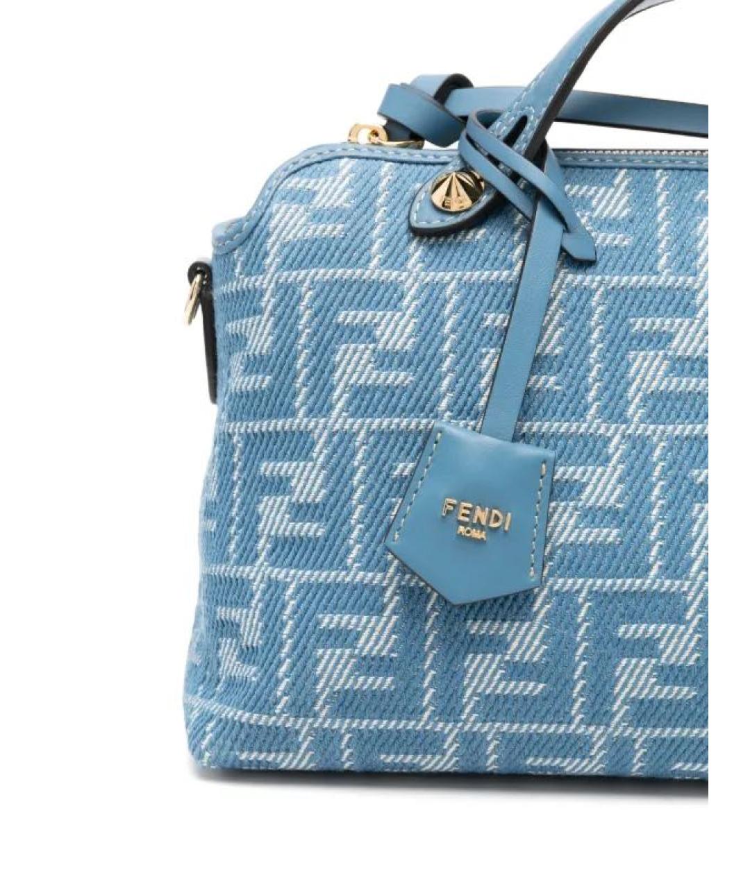 FENDI Голубая тканевая сумка с короткими ручками, фото 6