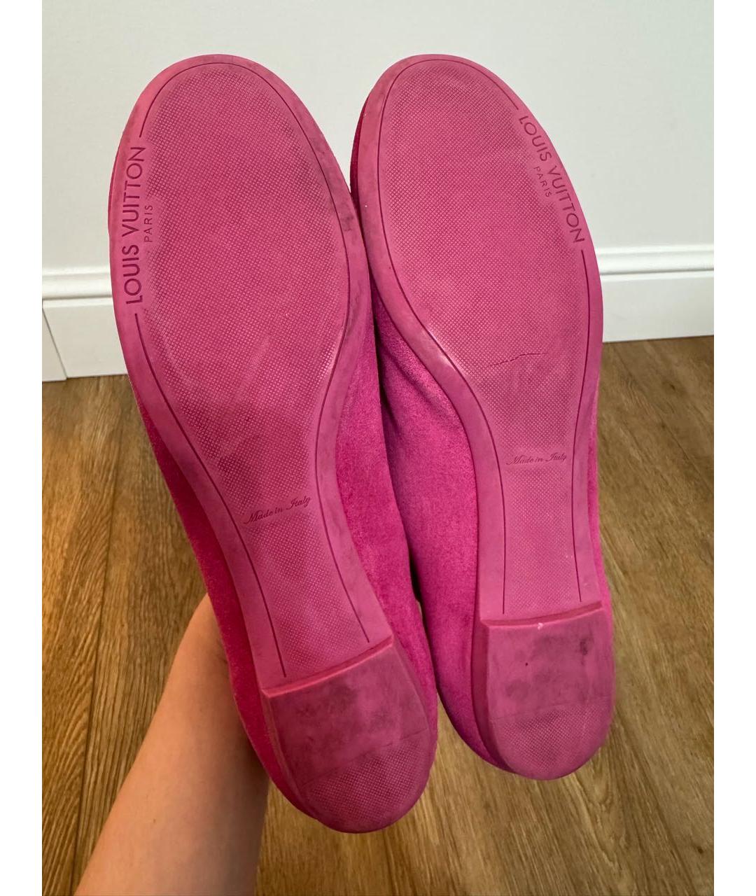 LOUIS VUITTON Фуксия замшевые балетки, фото 5