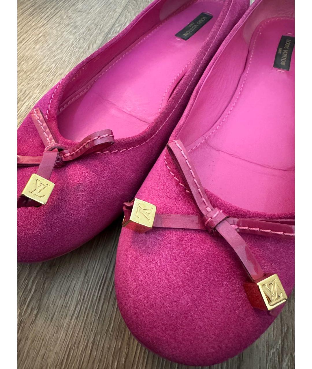 LOUIS VUITTON Фуксия замшевые балетки, фото 7