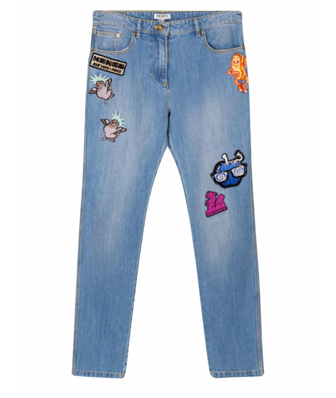KENZO Голубые хлопковые джинсы слим, фото 1