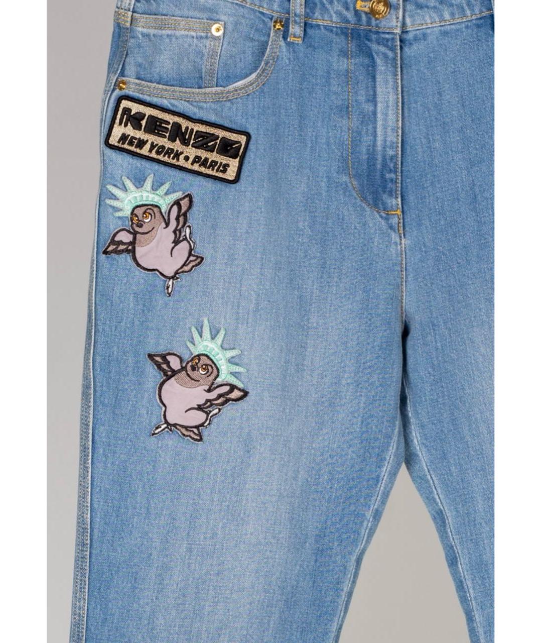 KENZO Голубые хлопковые джинсы слим, фото 3