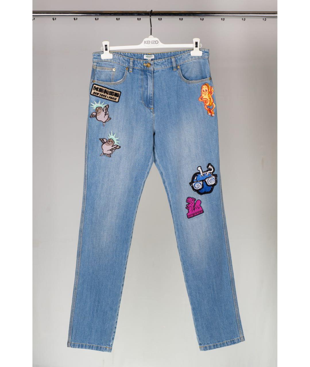 KENZO Голубые хлопковые джинсы слим, фото 5