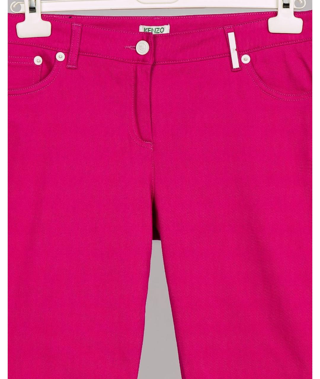 KENZO Фуксия хлопко-эластановые джинсы слим, фото 3