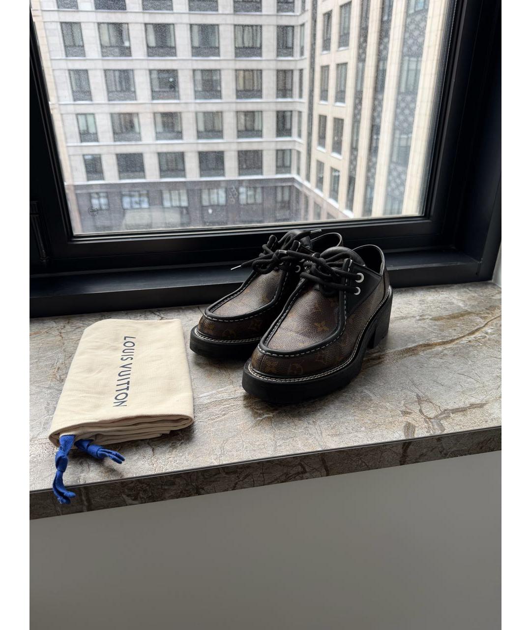 LOUIS VUITTON Коричневые кожаные ботинки, фото 6