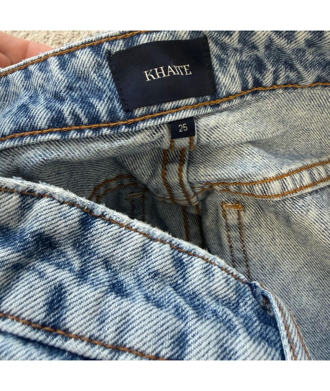 KHAITE Голубые хлопковые прямые джинсы, фото 8