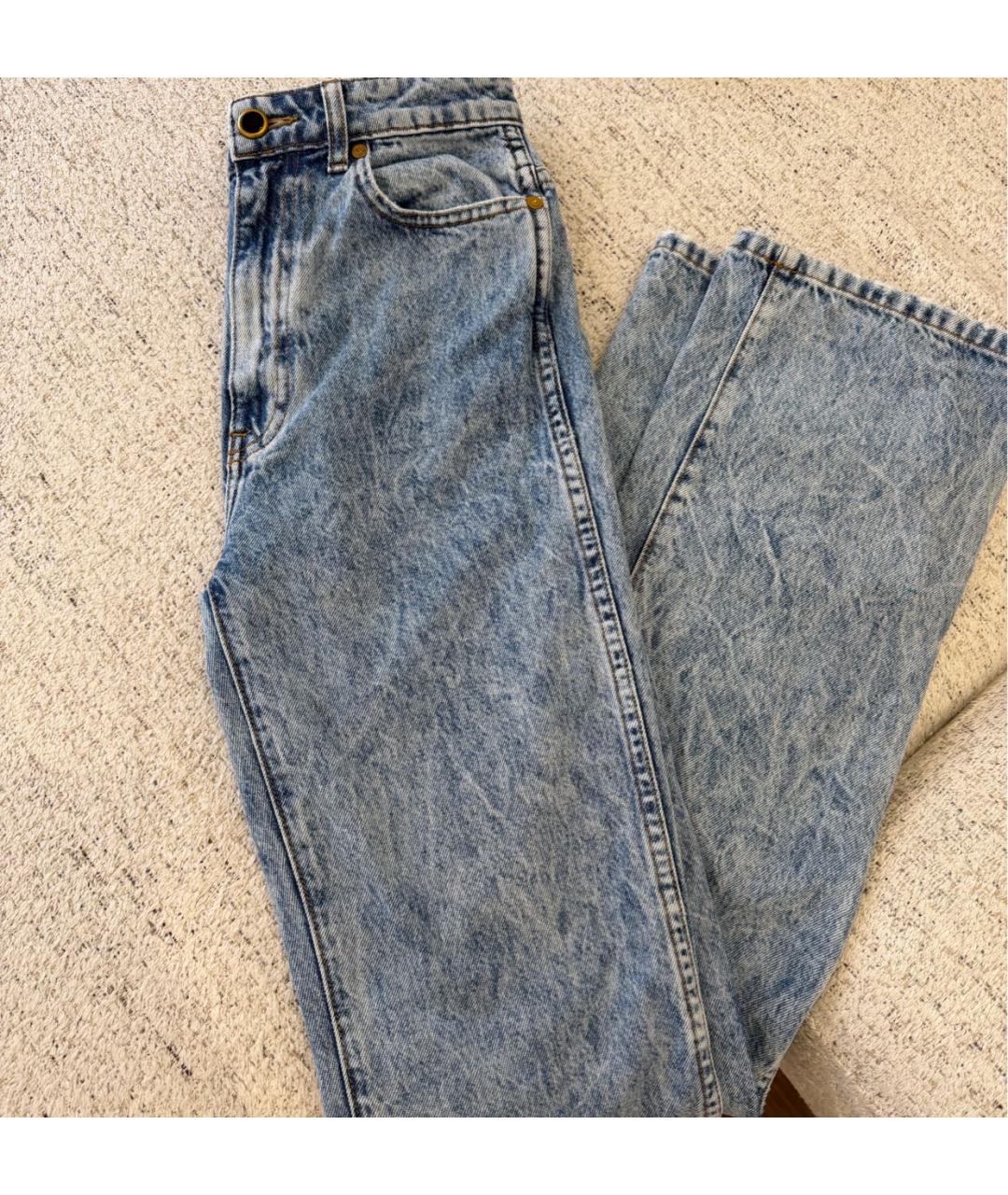 KHAITE Голубые хлопковые прямые джинсы, фото 5