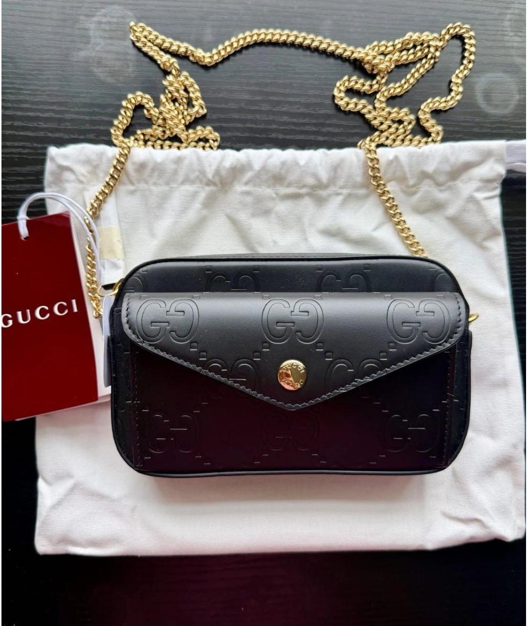 GUCCI Черная кожаная сумка через плечо, фото 2