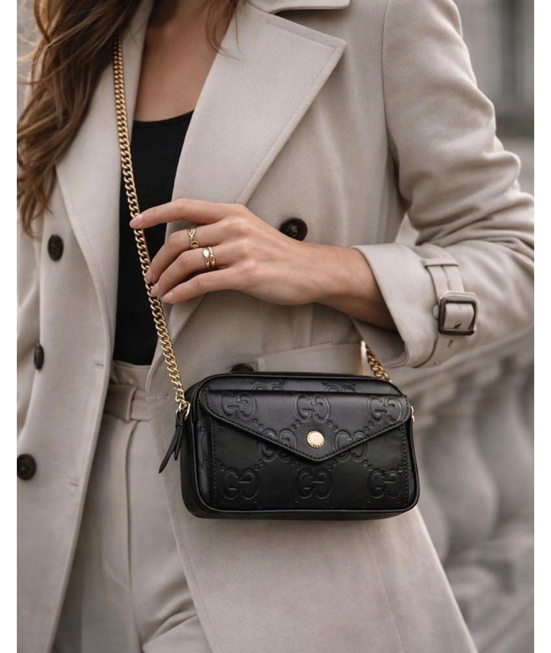 GUCCI Черная кожаная сумка через плечо, фото 4