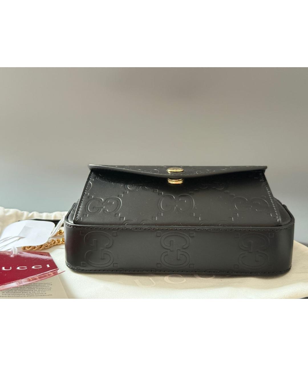 GUCCI Черная кожаная сумка через плечо, фото 6