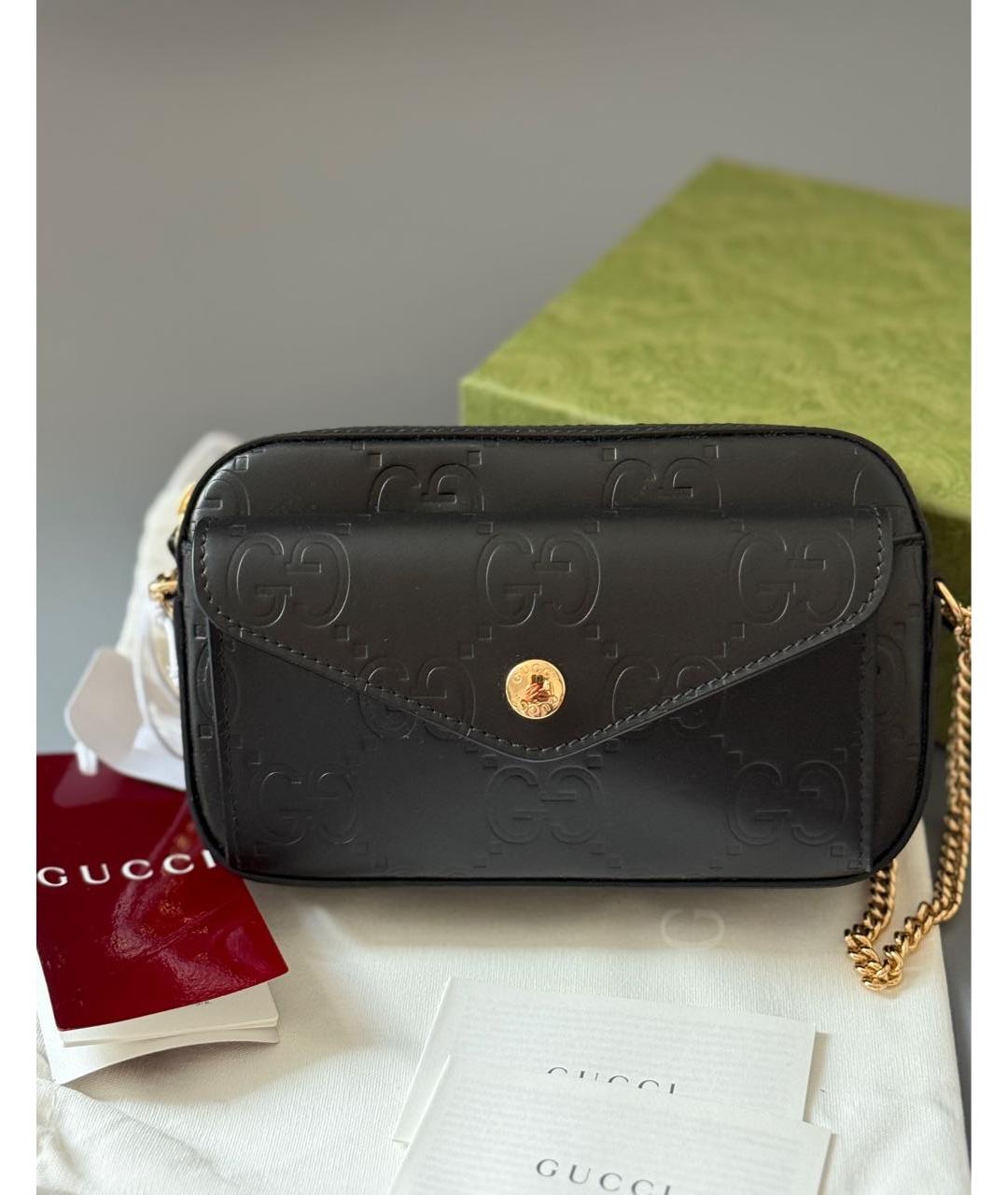 GUCCI Черная кожаная сумка через плечо, фото 5