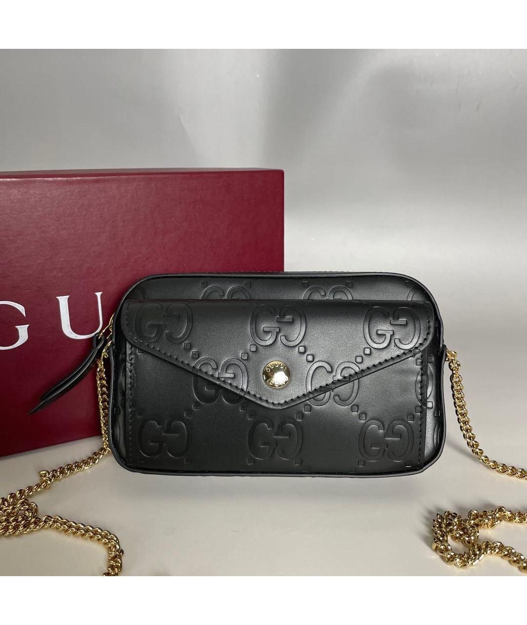 GUCCI Черная кожаная сумка через плечо, фото 7