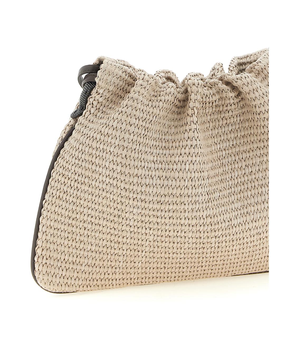 BRUNELLO CUCINELLI Бежевая тканевая сумка через плечо, фото 3