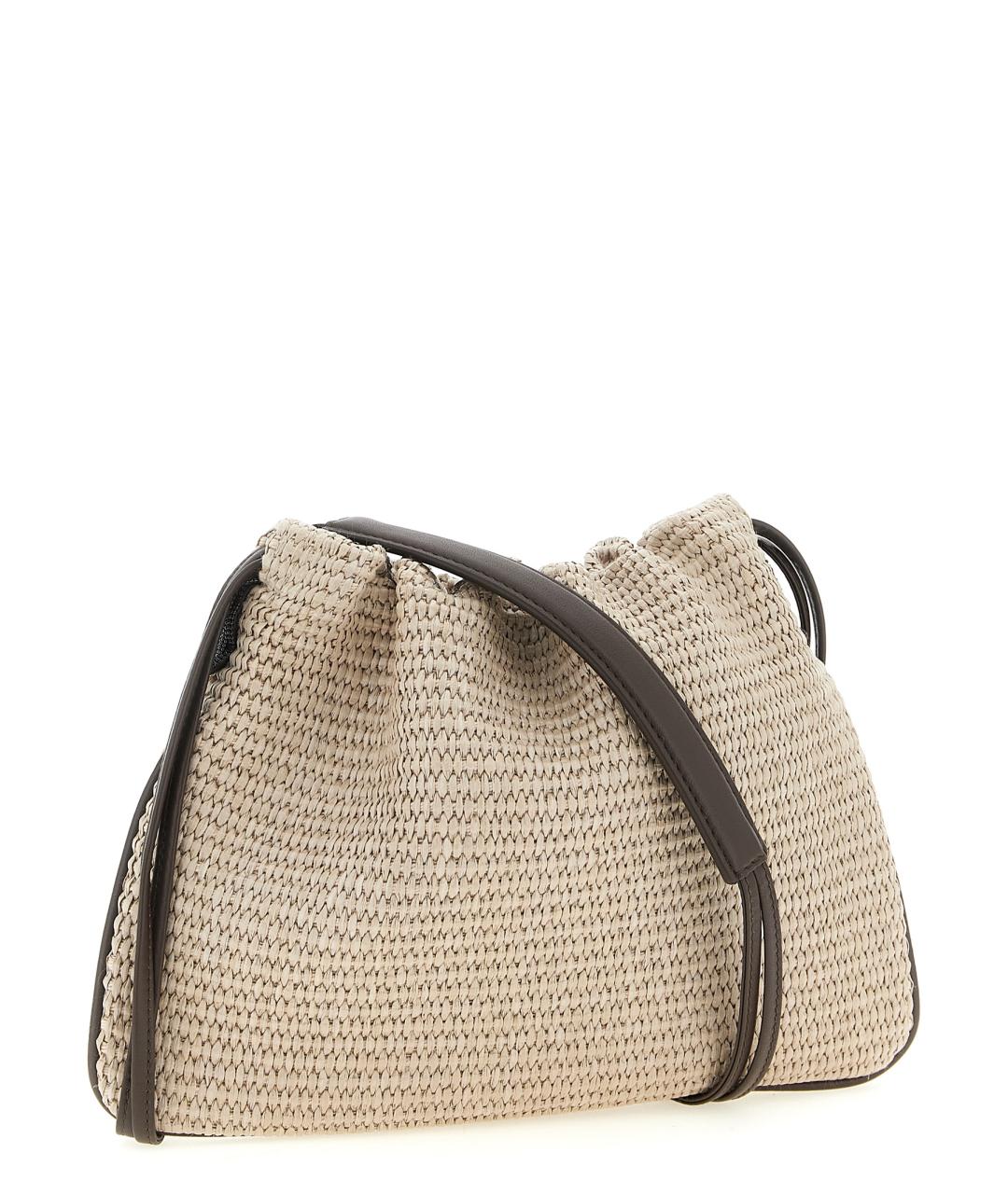 BRUNELLO CUCINELLI Бежевая тканевая сумка через плечо, фото 2