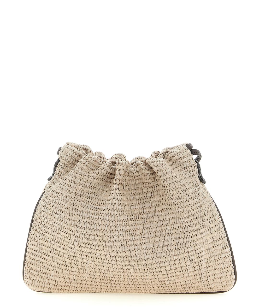 BRUNELLO CUCINELLI Бежевая тканевая сумка через плечо, фото 1