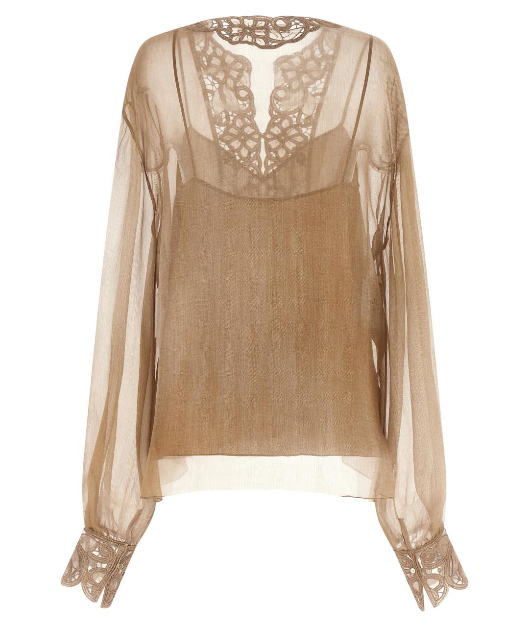 ERMANNO SCERVINO Бежевая шелковая блузы, фото 2