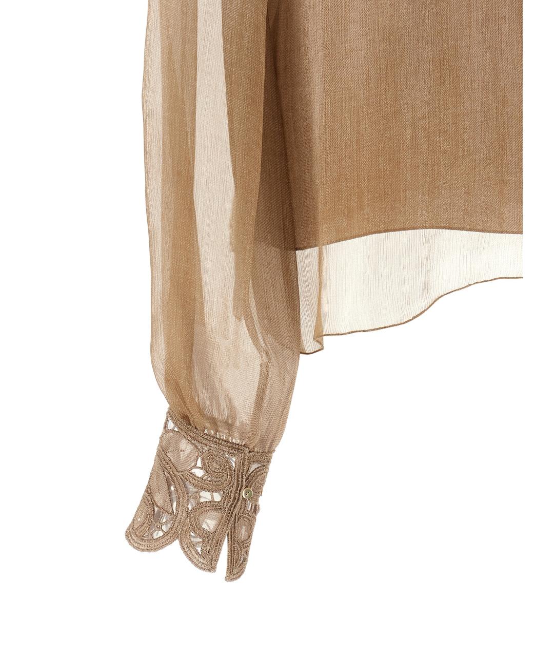 ERMANNO SCERVINO Бежевая шелковая блузы, фото 4