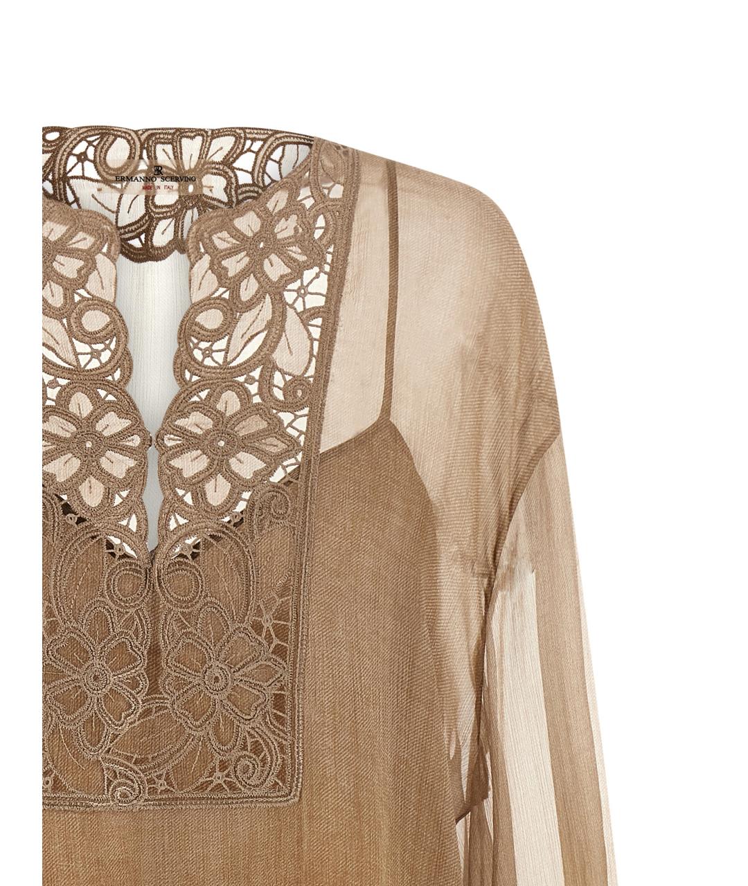 ERMANNO SCERVINO Бежевая шелковая блузы, фото 3