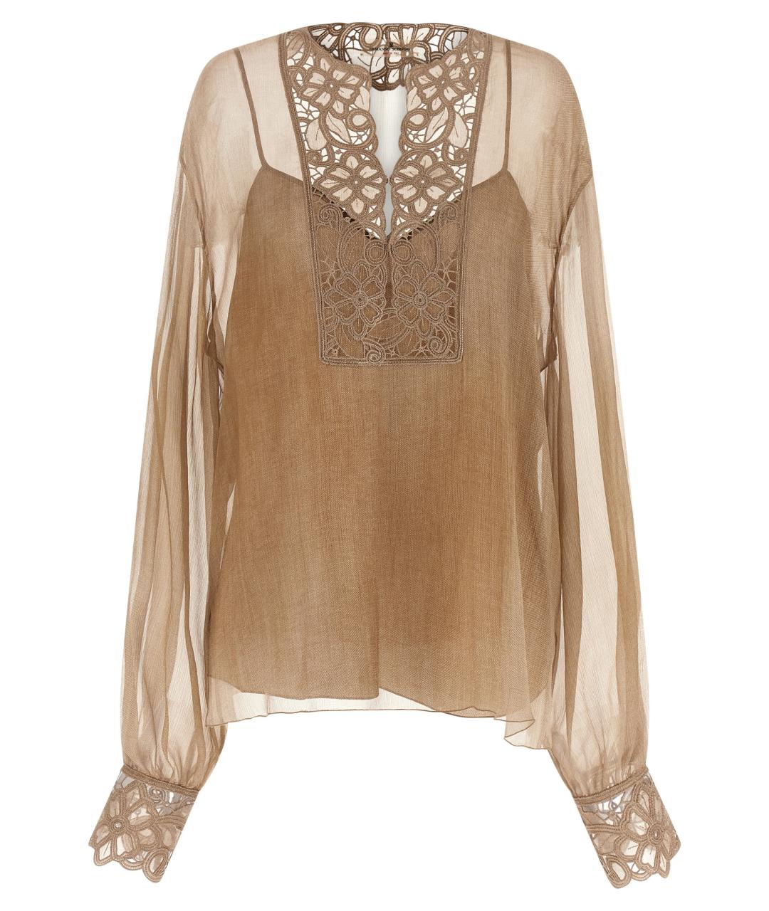 ERMANNO SCERVINO Бежевая шелковая блузы, фото 1