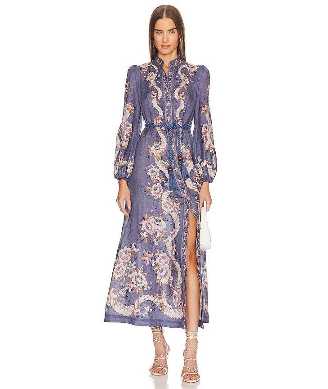 ZIMMERMANN Фиолетовое льняное повседневное платье, фото 6