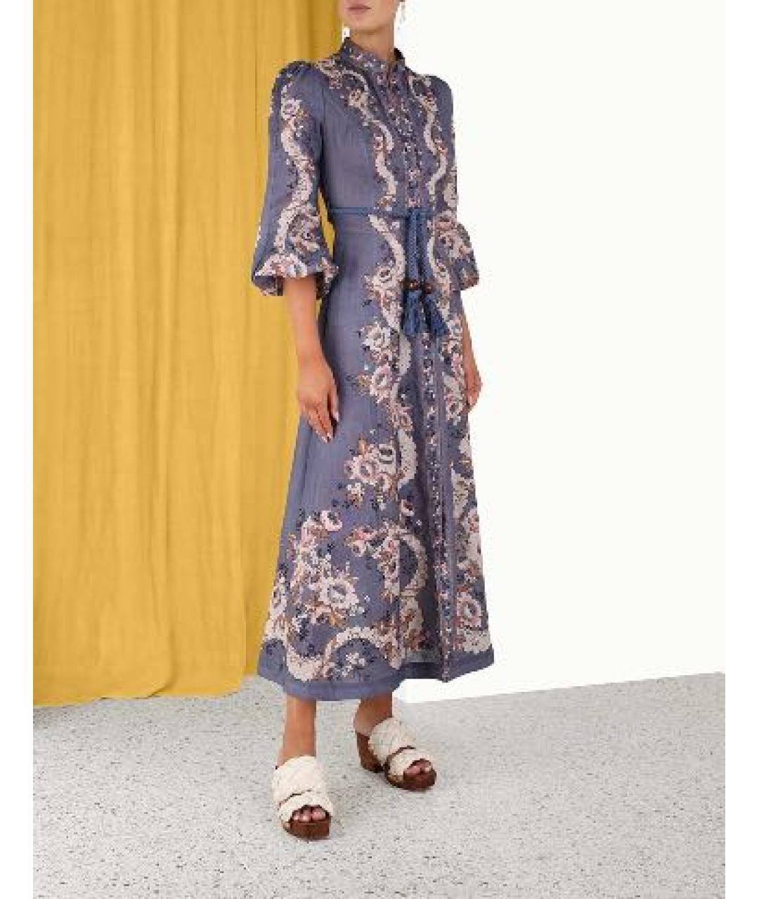 ZIMMERMANN Фиолетовое льняное повседневное платье, фото 2