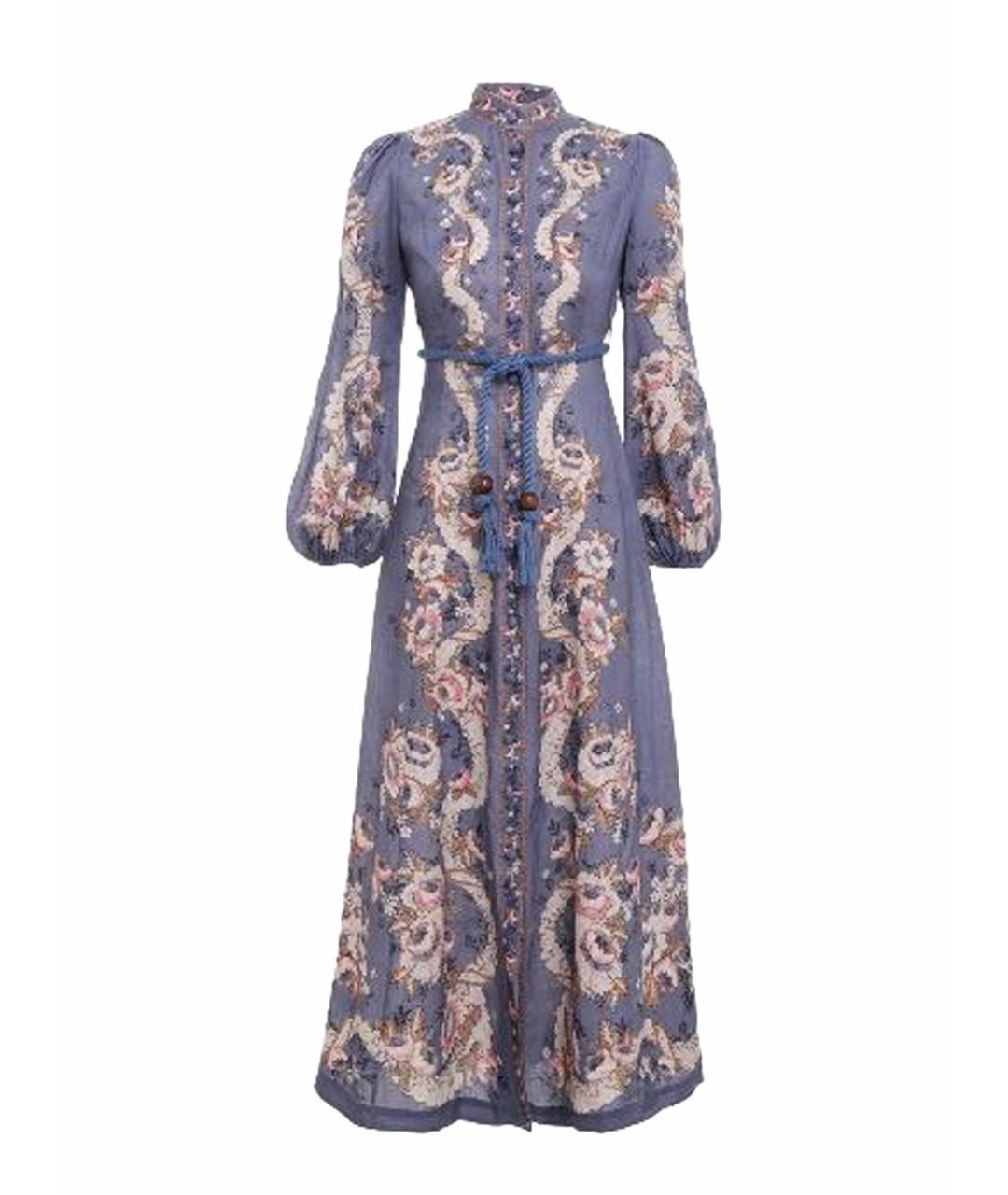 ZIMMERMANN Фиолетовое льняное повседневное платье, фото 1