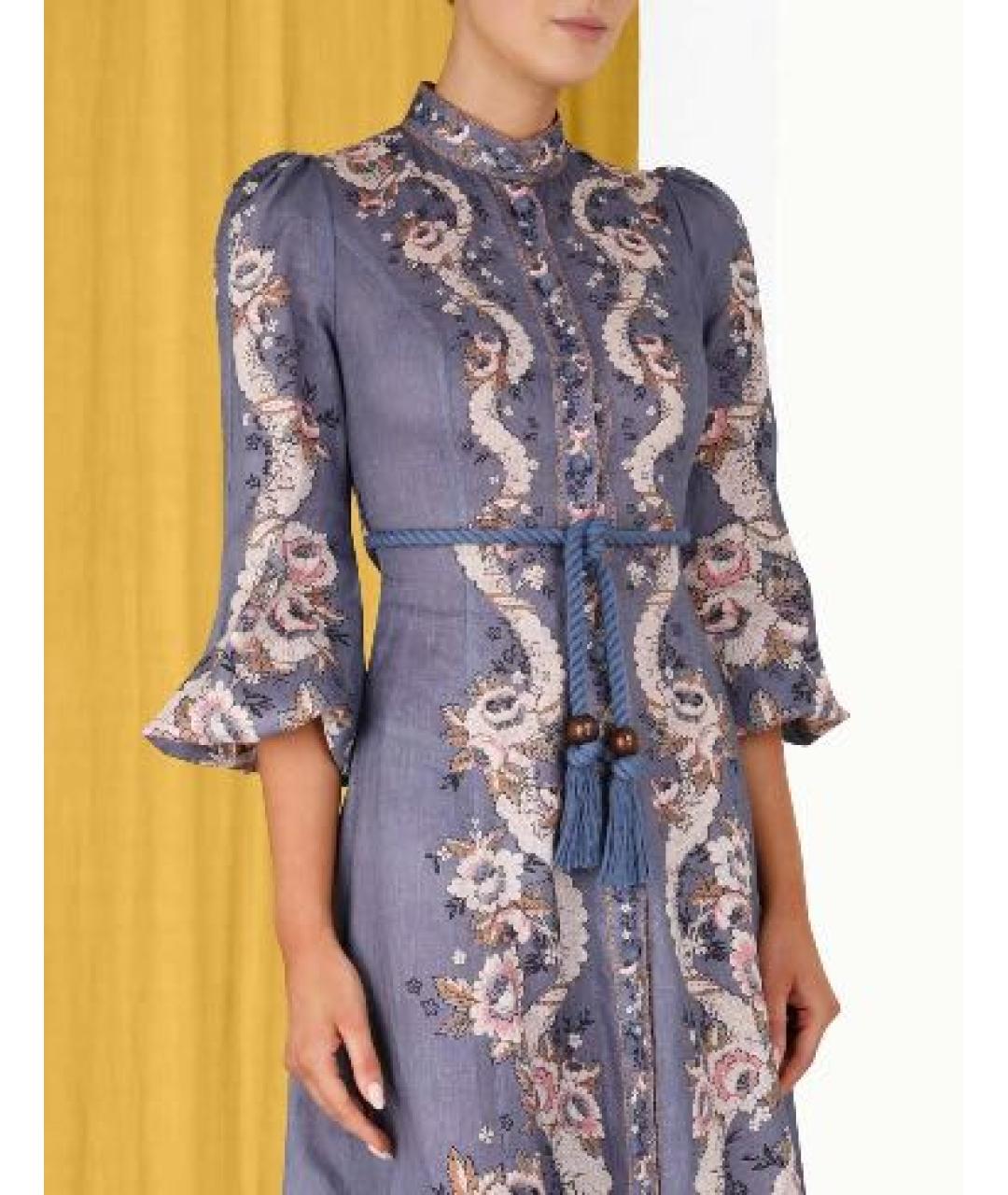 ZIMMERMANN Фиолетовое льняное повседневное платье, фото 3