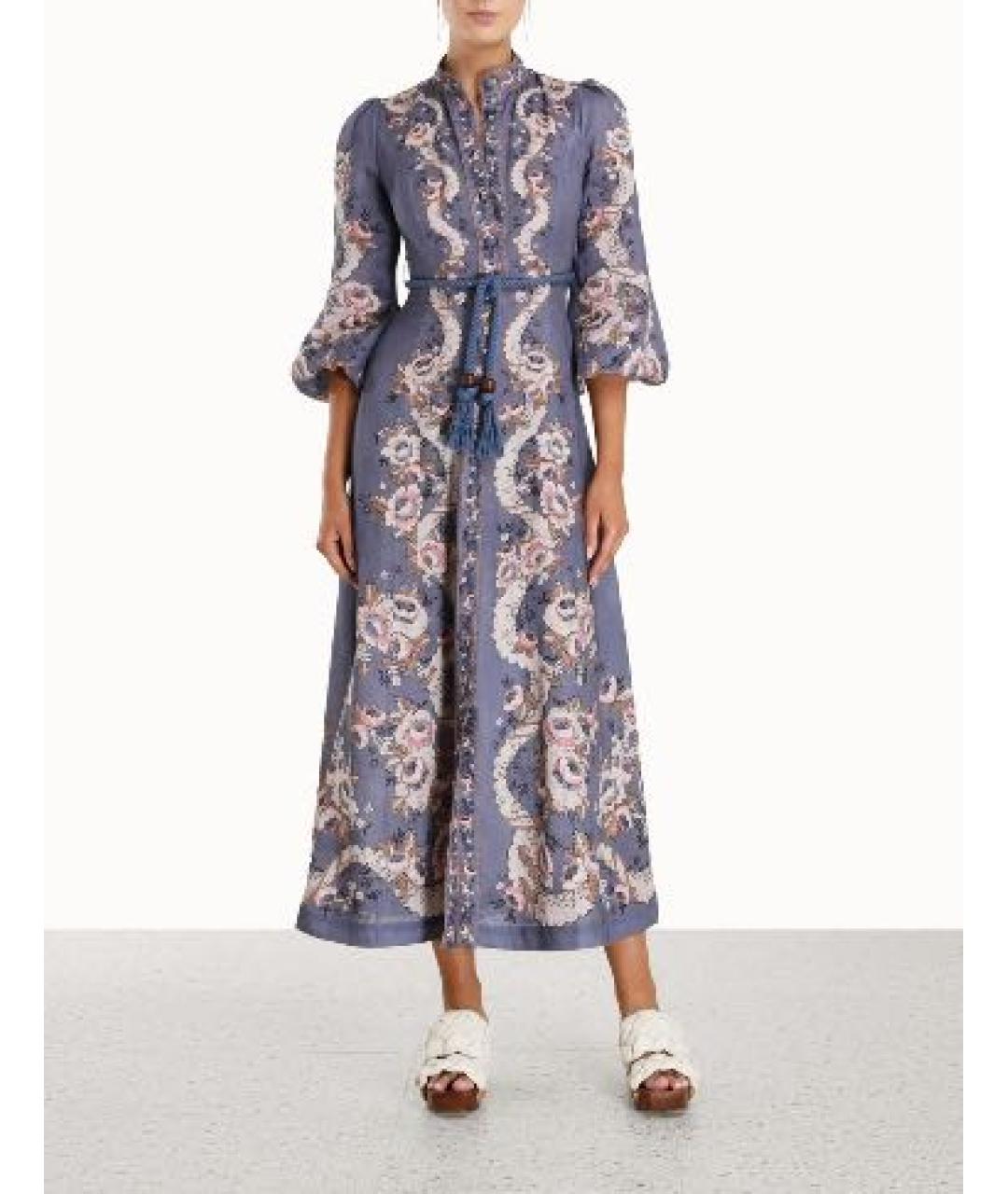 ZIMMERMANN Фиолетовое льняное повседневное платье, фото 4