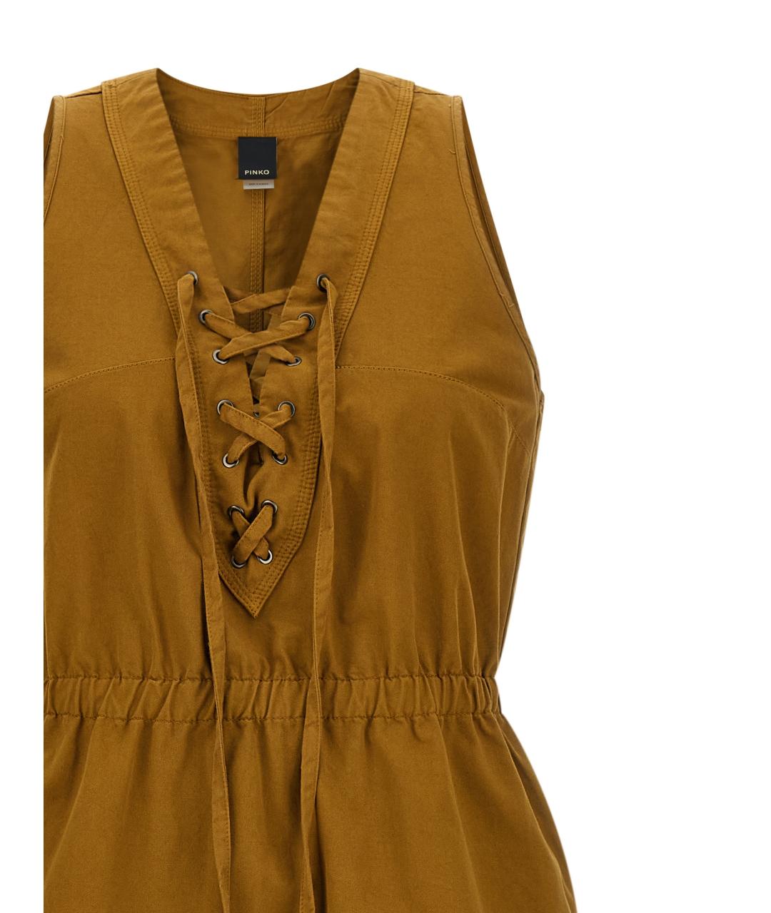 PINKO Коричневое хлопковое повседневное платье, фото 3