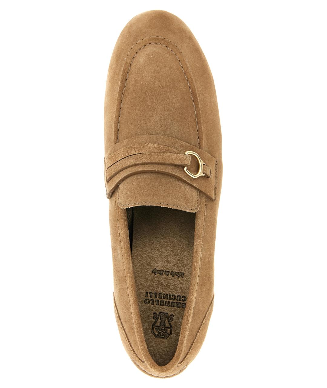 BRUNELLO CUCINELLI Бежевые замшевые лоферы, фото 4