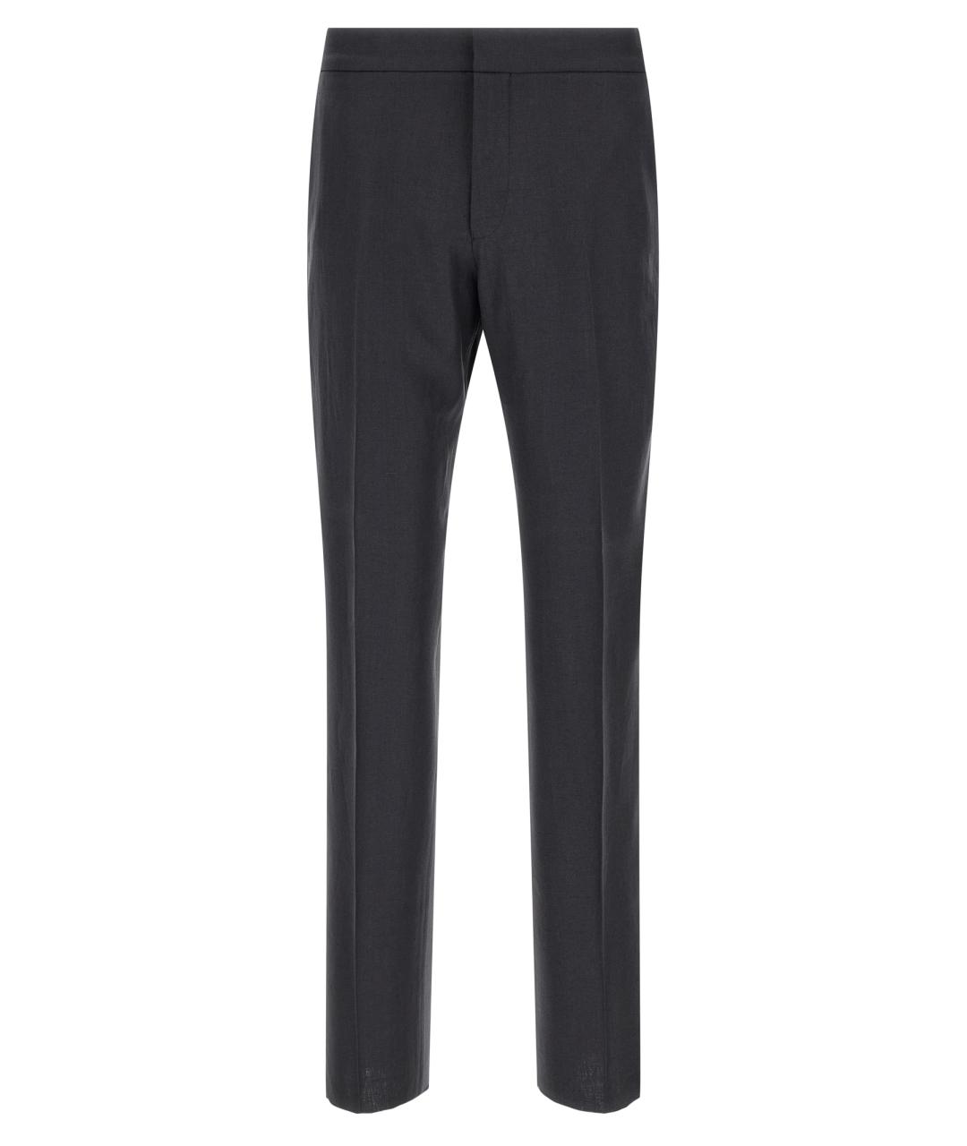 ZEGNA Темно-синие льняные повседневные брюки, фото 1