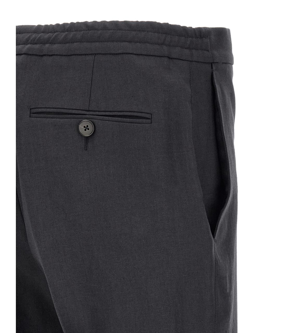 ZEGNA Темно-синие льняные повседневные брюки, фото 4