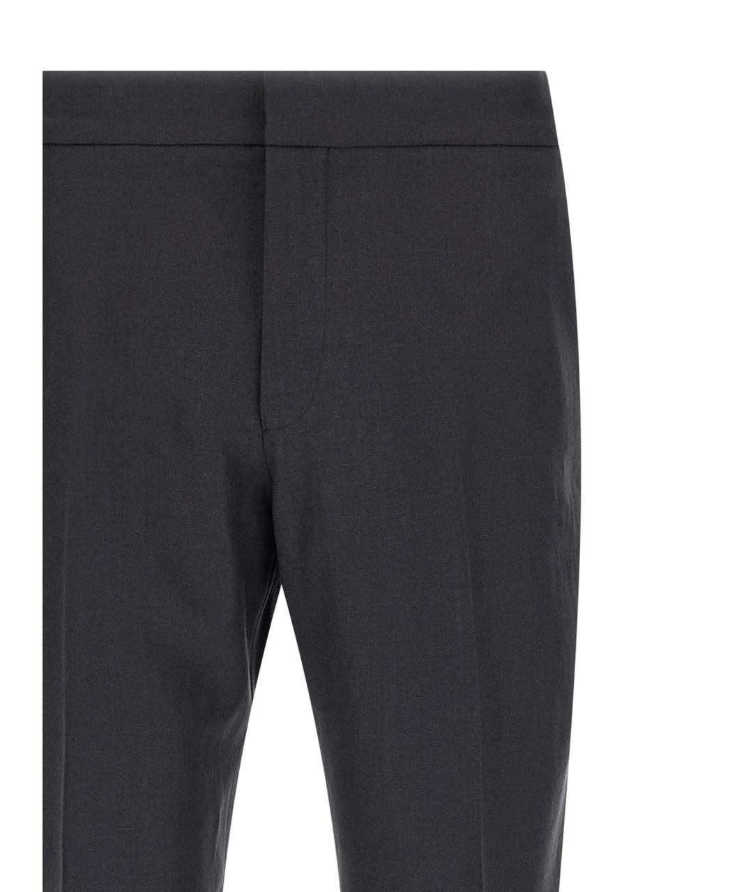 ZEGNA Темно-синие льняные повседневные брюки, фото 3