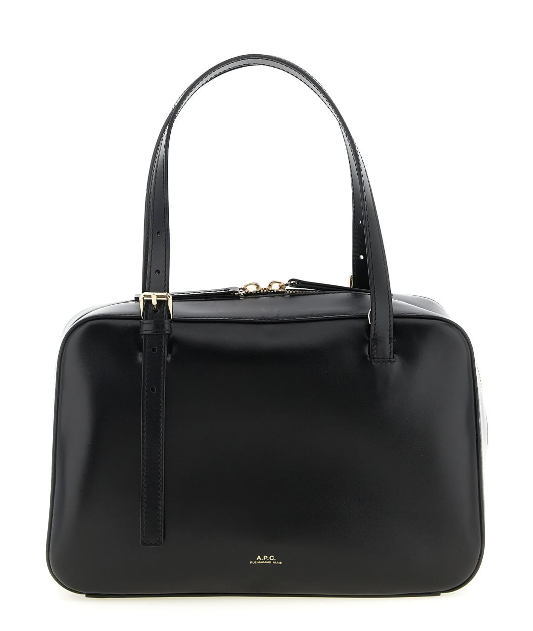 A.P.C. Черная кожаная сумка тоут, фото 1