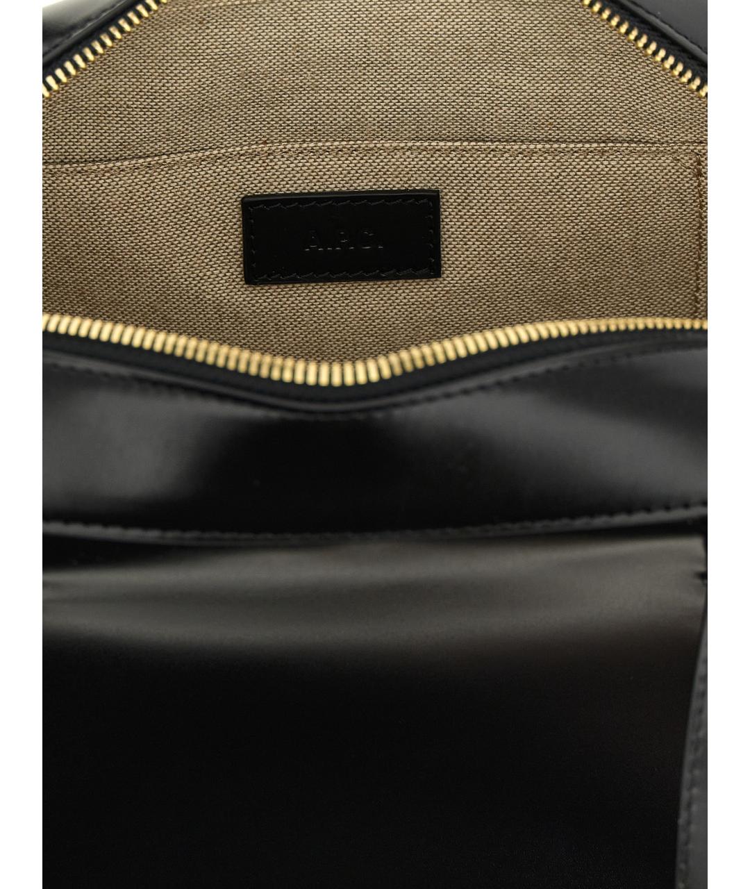 A.P.C. Черная кожаная сумка тоут, фото 4