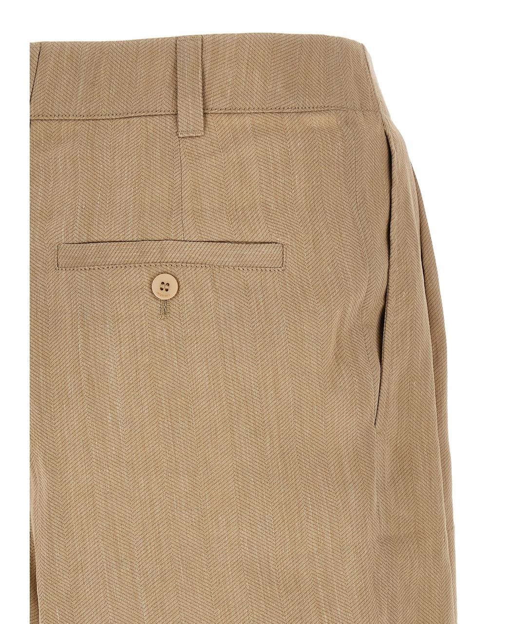 JACQUEMUS Бежевые льняные шорты, фото 4