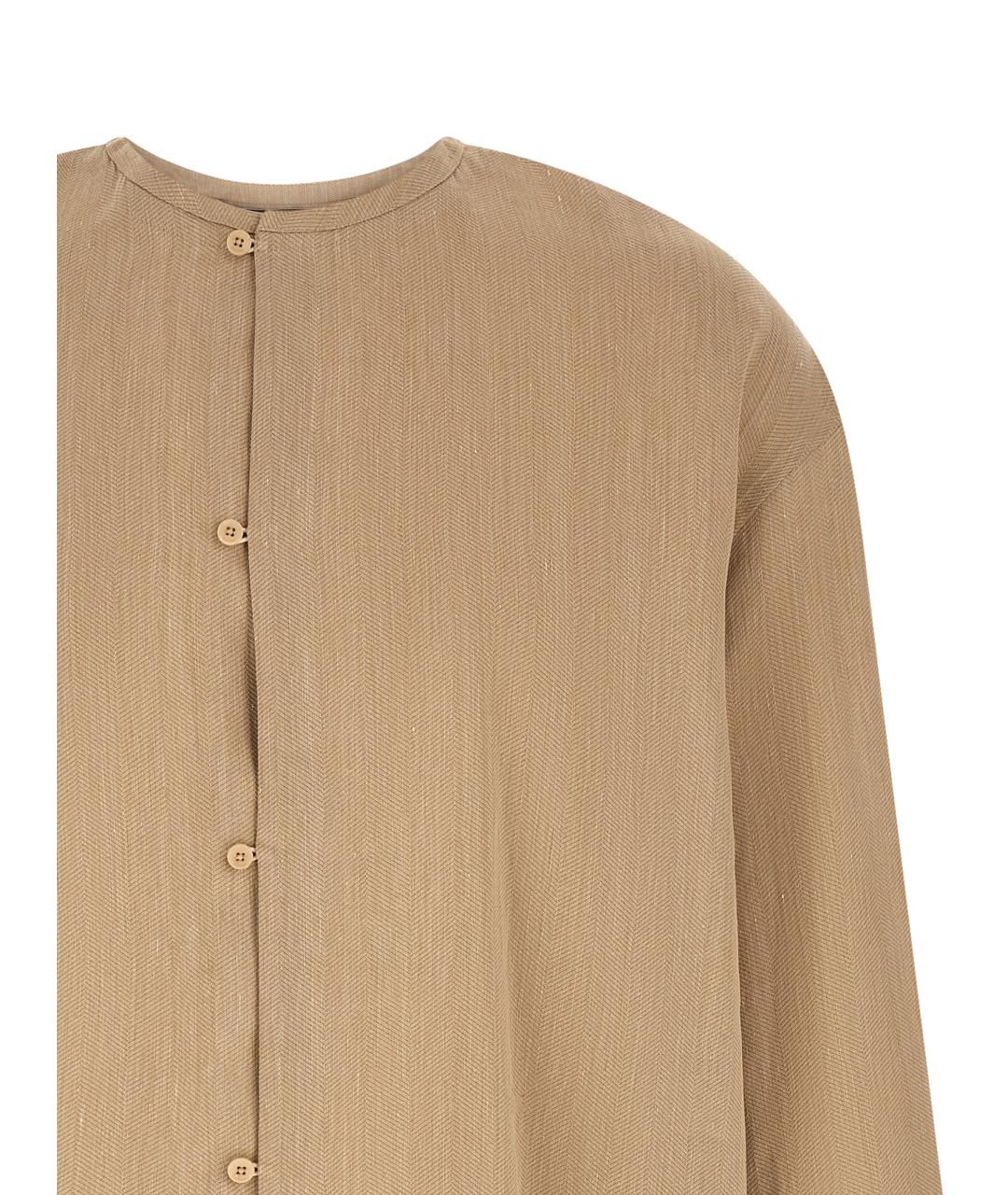 JACQUEMUS Бежевая льняная кэжуал рубашка, фото 3