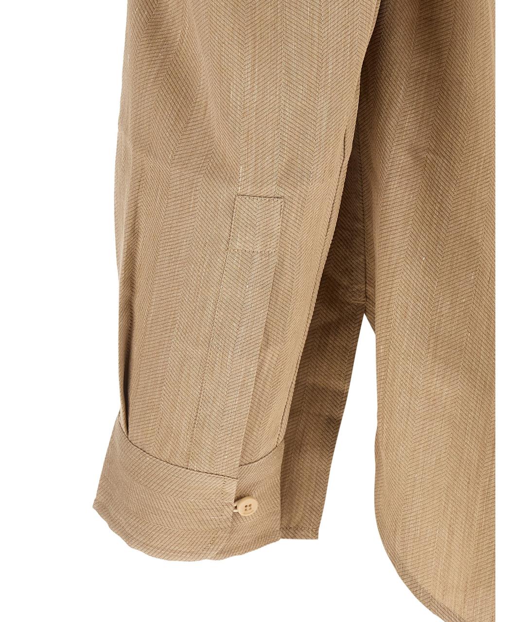 JACQUEMUS Бежевая льняная кэжуал рубашка, фото 4