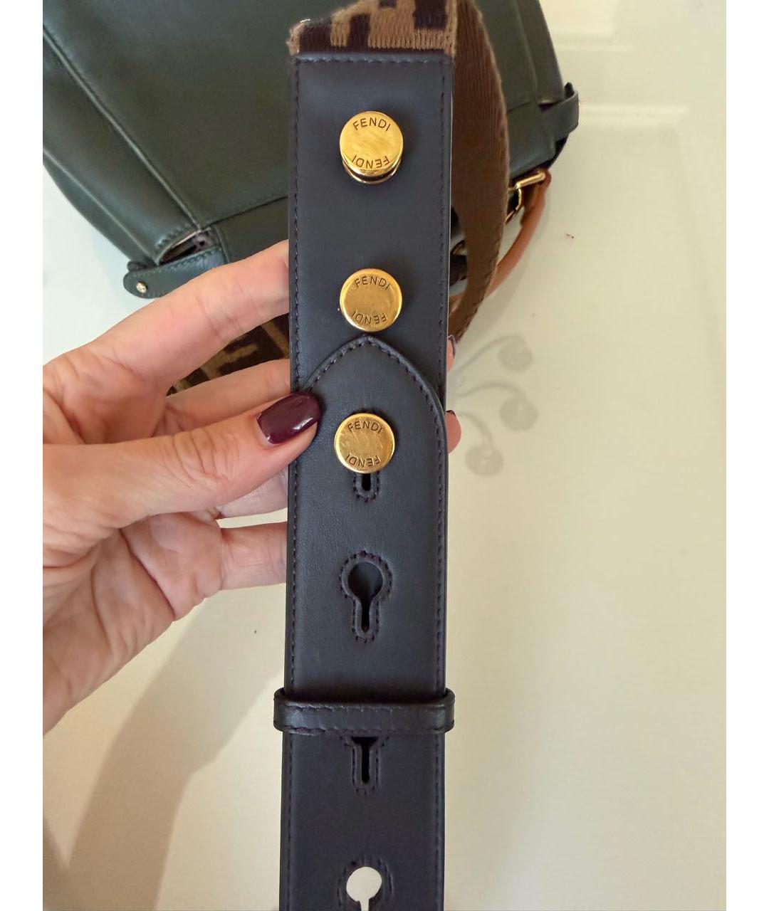 FENDI Зеленая кожаная сумка с короткими ручками, фото 8