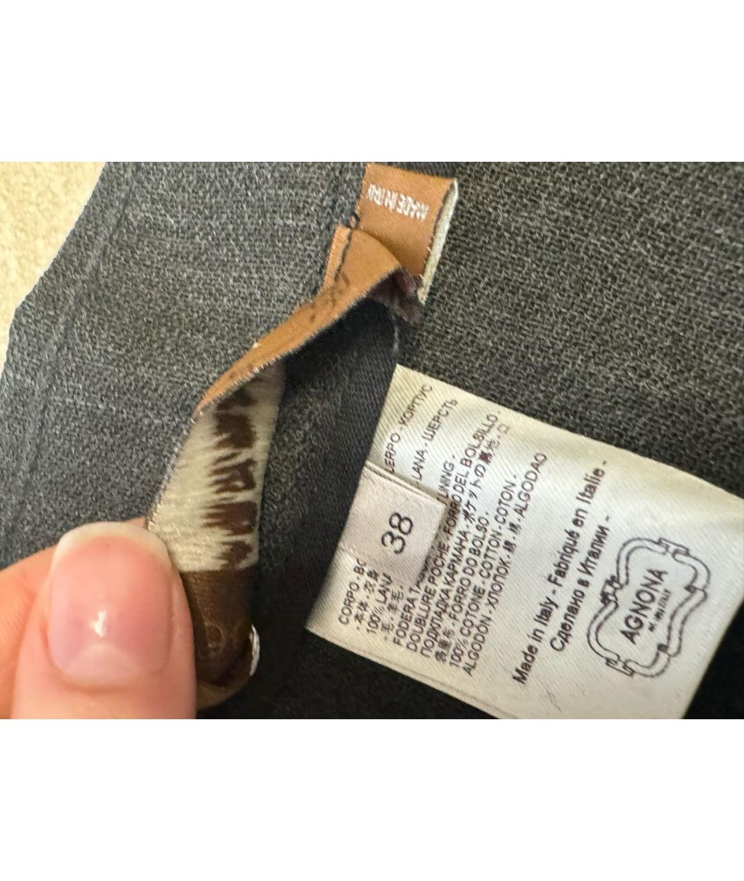 AGNONA Хаки шерстяные прямые брюки, фото 4