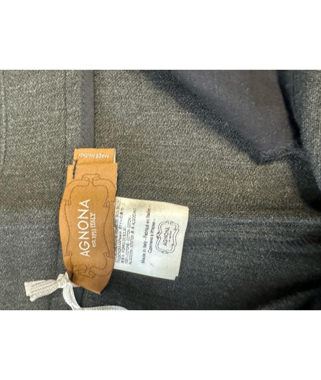 AGNONA Хаки шерстяные прямые брюки, фото 3